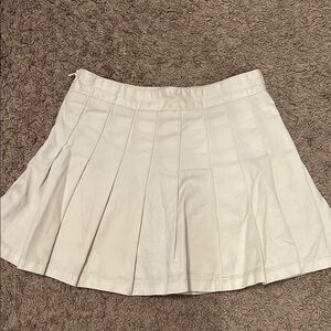 Brandy Melville Tan Mini Skater Skirt Pleated Casual
